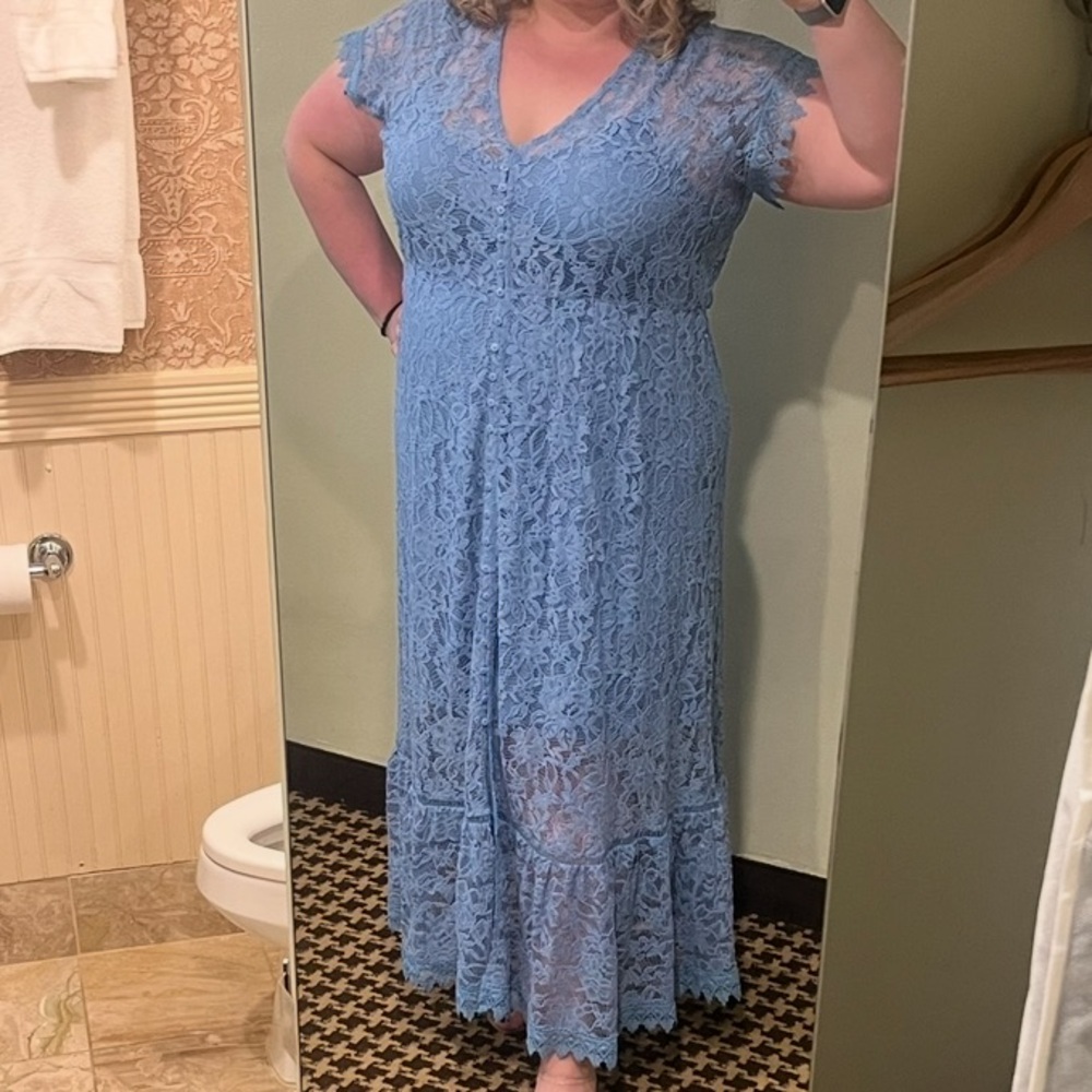 Torrid Blue Lace Maxi Overlay with Blue Slip